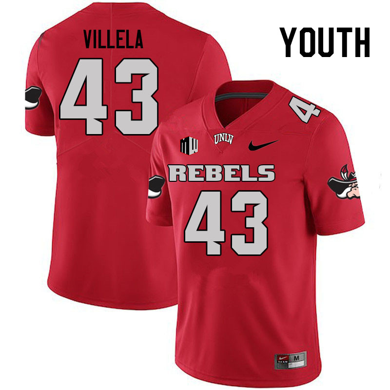 Youth #43 Ramon Villela UNLV Rebels College Football Jerseys Stitched Sale-Scarlet